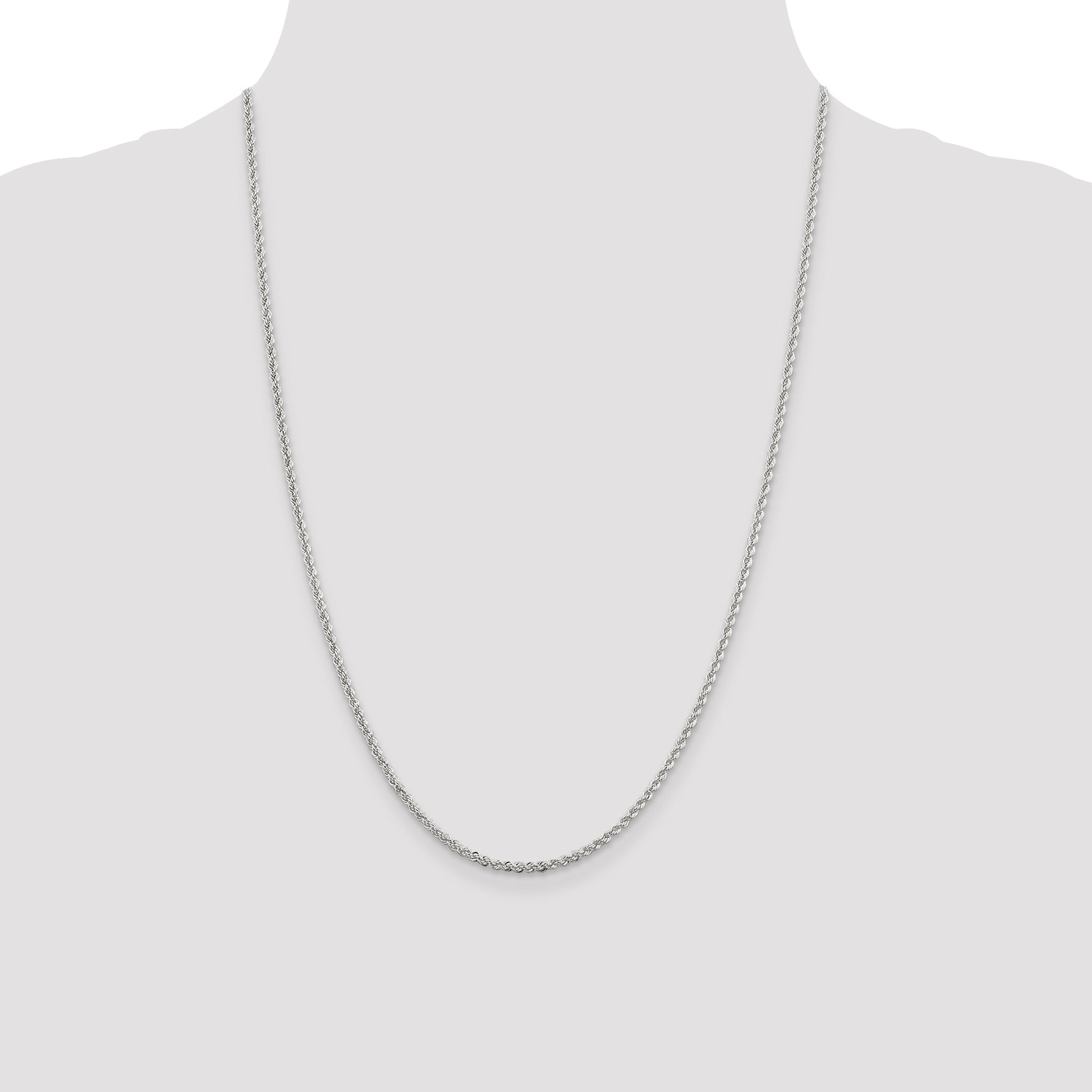 24 Inch Sterling Silver 2.3mm Solid Rope Chain Necklace