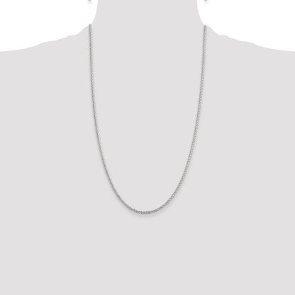 26 Inch Sterling Silver 2.3mm Solid Rope Chain Necklace