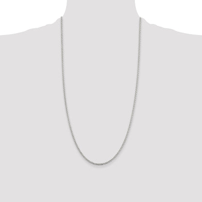 28 Inch Sterling Silver 2.3mm Solid Rope Chain Necklace