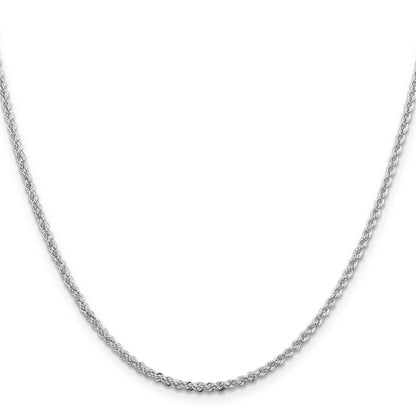 22 Inch Sterling Silver Rhodium-Plated 2.3mm Solid Rope Chain Necklace