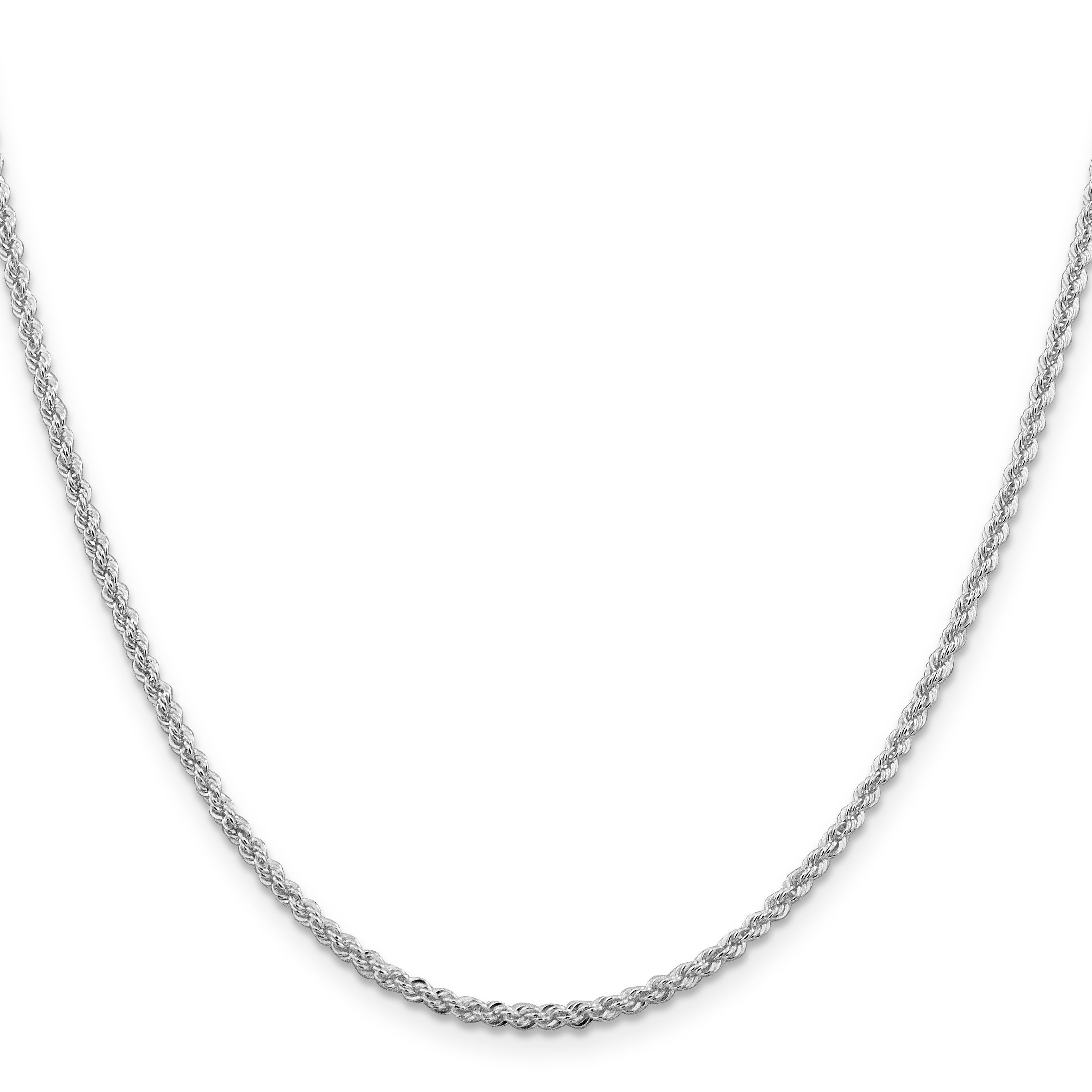 26 Inch Sterling Silver Rhodium-Plated 2.3mm Solid Rope Chain Necklace