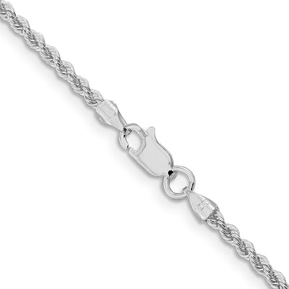 20 Inch Sterling Silver Rhodium-Plated 2.3mm Solid Rope Chain Necklace