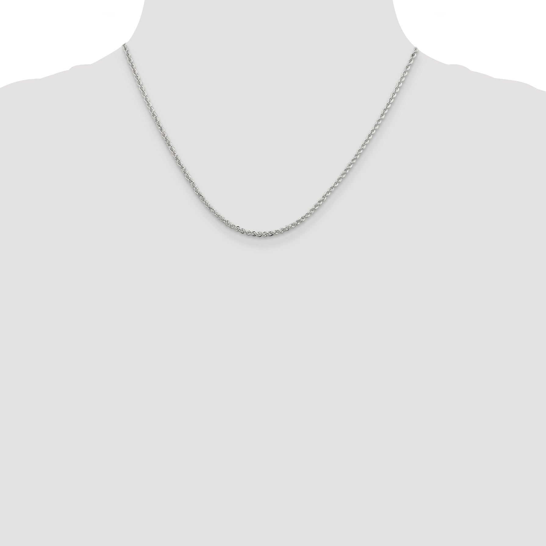 18 Inch Sterling Silver Rhodium-Plated 2.3mm Solid Rope Chain Necklace