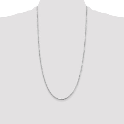 28 Inch Sterling Silver Rhodium-Plated 2.3mm Solid Rope Chain Necklace