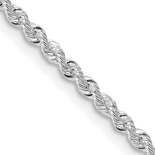 30 Inch Sterling Silver Rhodium-Plated 2.3mm Solid Rope Chain Necklace