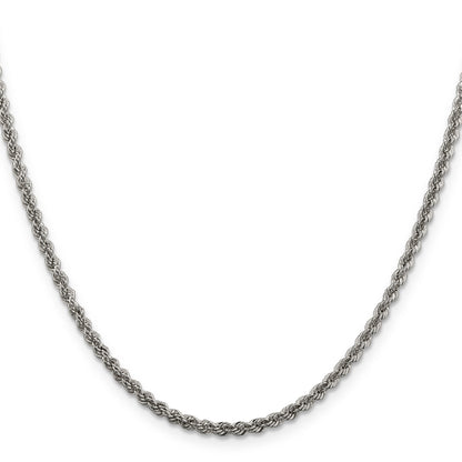 22 Inch Sterling Silver 2.5mm Solid Rope Chain Necklace