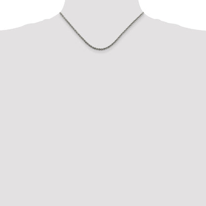 16 Inch Sterling Silver 2.5mm Solid Rope Chain Necklace