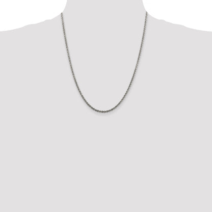22 Inch Sterling Silver 2.5mm Solid Rope Chain Necklace