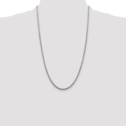 26 Inch Sterling Silver 2.5mm Solid Rope Chain Necklace