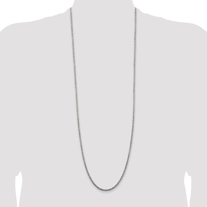 36 Inch Sterling Silver 2.5mm Solid Rope Chain Necklace