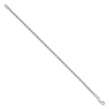10 Inch Sterling Silver 2.5mm Solid Rope Chain Anklet