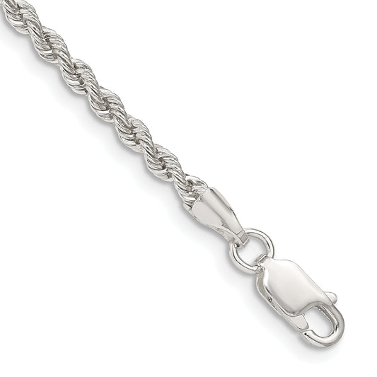7 Inch Sterling Silver 2.5mm Solid Rope Chain Bracelet