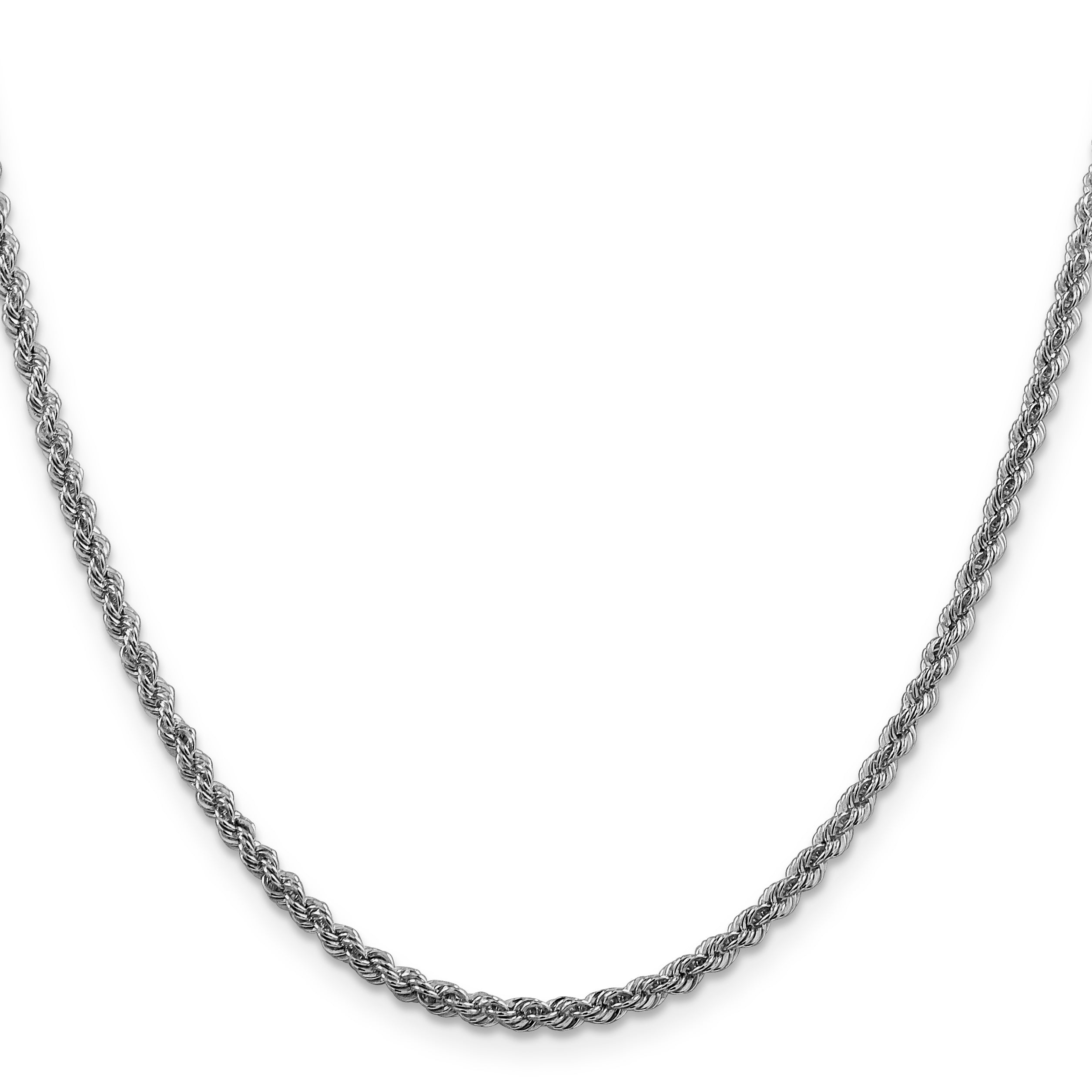 20 Inch Sterling Silver Rhodium-Plated 2.5mm Solid Rope Chain Necklace
