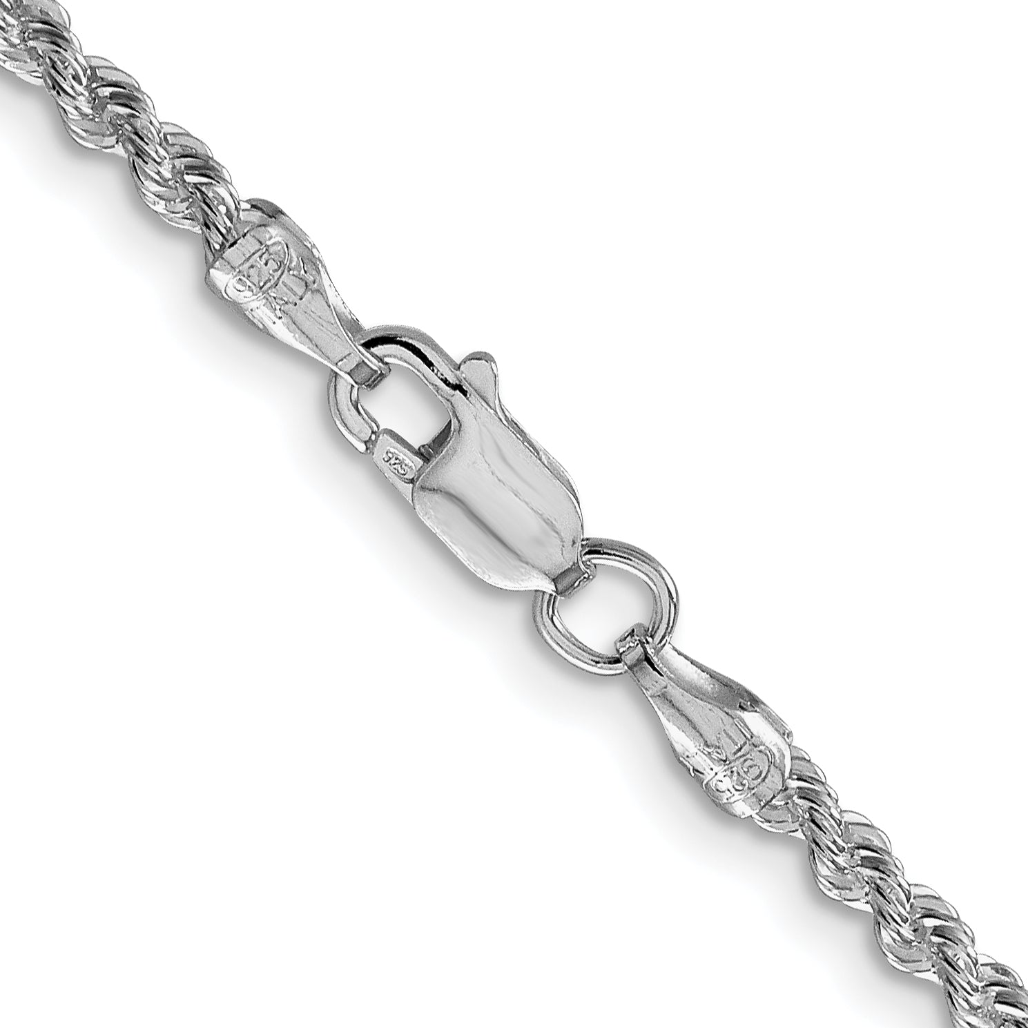 24 Inch Sterling Silver Rhodium-Plated 2.5mm Solid Rope Chain Necklace