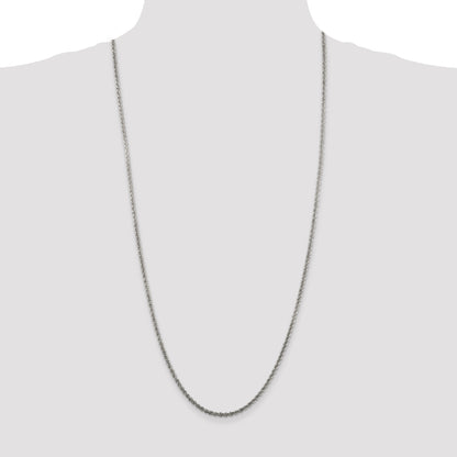30 Inch Sterling Silver Rhodium-Plated 2.5mm Solid Rope Chain Necklace
