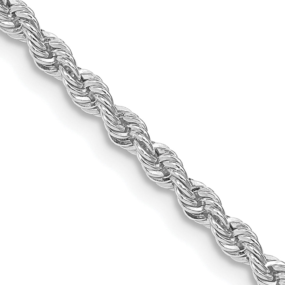 24 Inch Sterling Silver Rhodium-Plated 2.5mm Solid Rope Chain Necklace