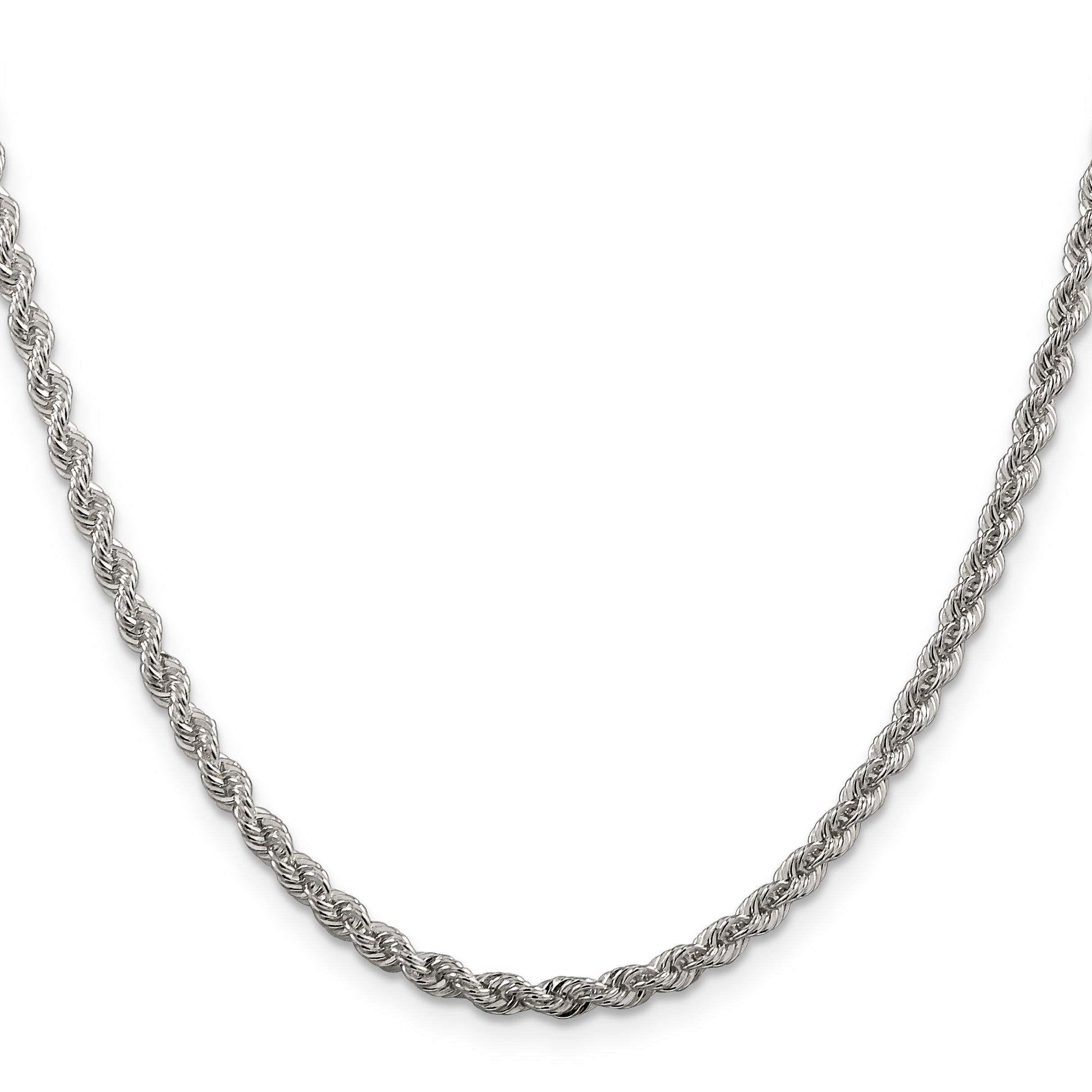 18 Inch Sterling Silver 3mm Solid Rope Chain Necklace