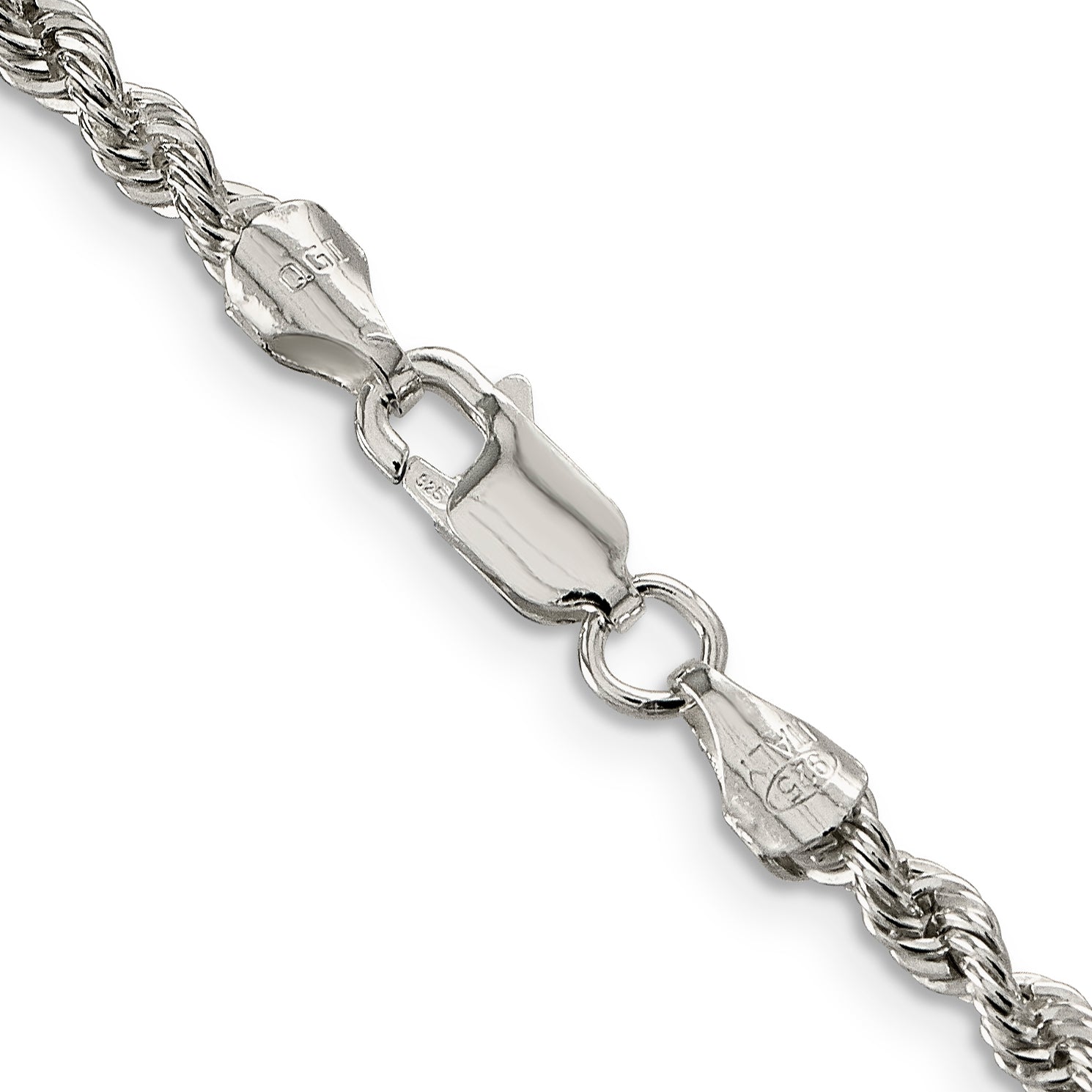 16 Inch Sterling Silver 3mm Solid Rope Chain Necklace