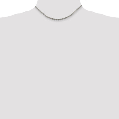 16 Inch Sterling Silver 3mm Solid Rope Chain Necklace