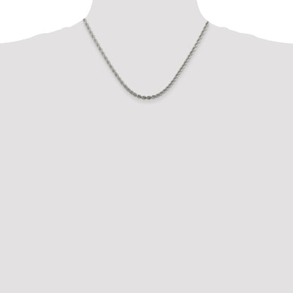 18 Inch Sterling Silver 3mm Solid Rope Chain Necklace
