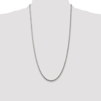 28 Inch Sterling Silver 3mm Solid Rope Chain Necklace