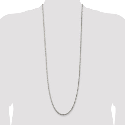 36 Inch Sterling Silver 3mm Solid Rope Chain Necklace