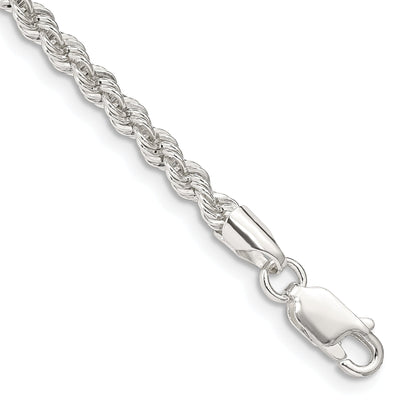 9 Inch Sterling Silver 3mm Solid Rope Chain Anklet