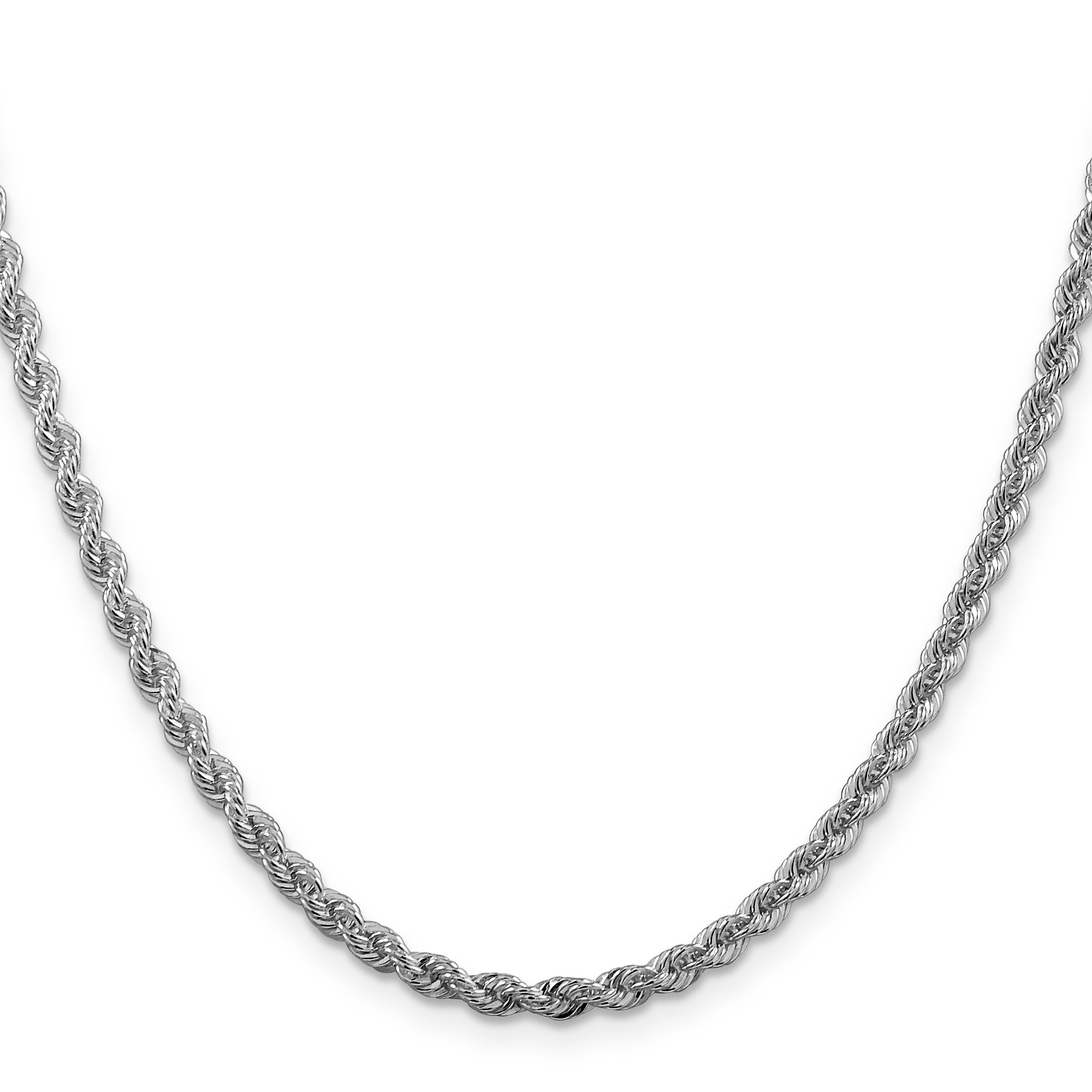 28 Inch Sterling Silver Rhodium-Plated 3mm Solid Rope Chain Necklace