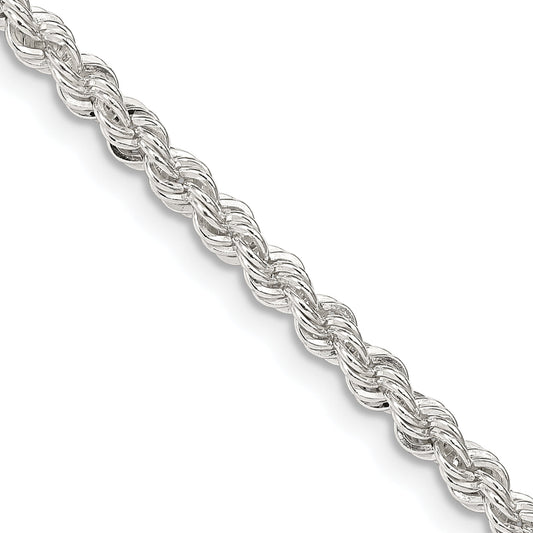 22 Inch Sterling Silver 3mm Solid Rope Chain Necklace
