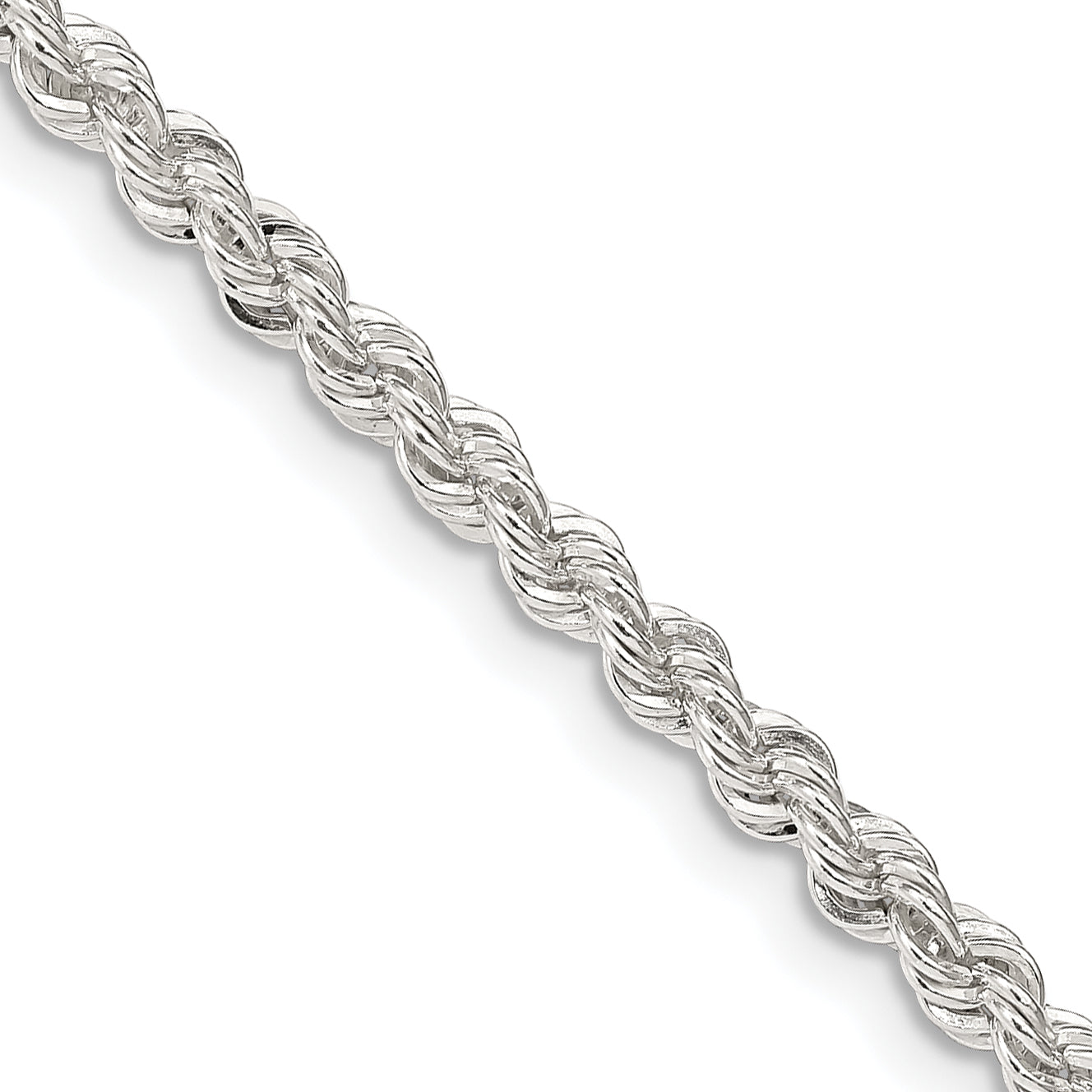 28 Inch Sterling Silver 3mm Solid Rope Chain Necklace
