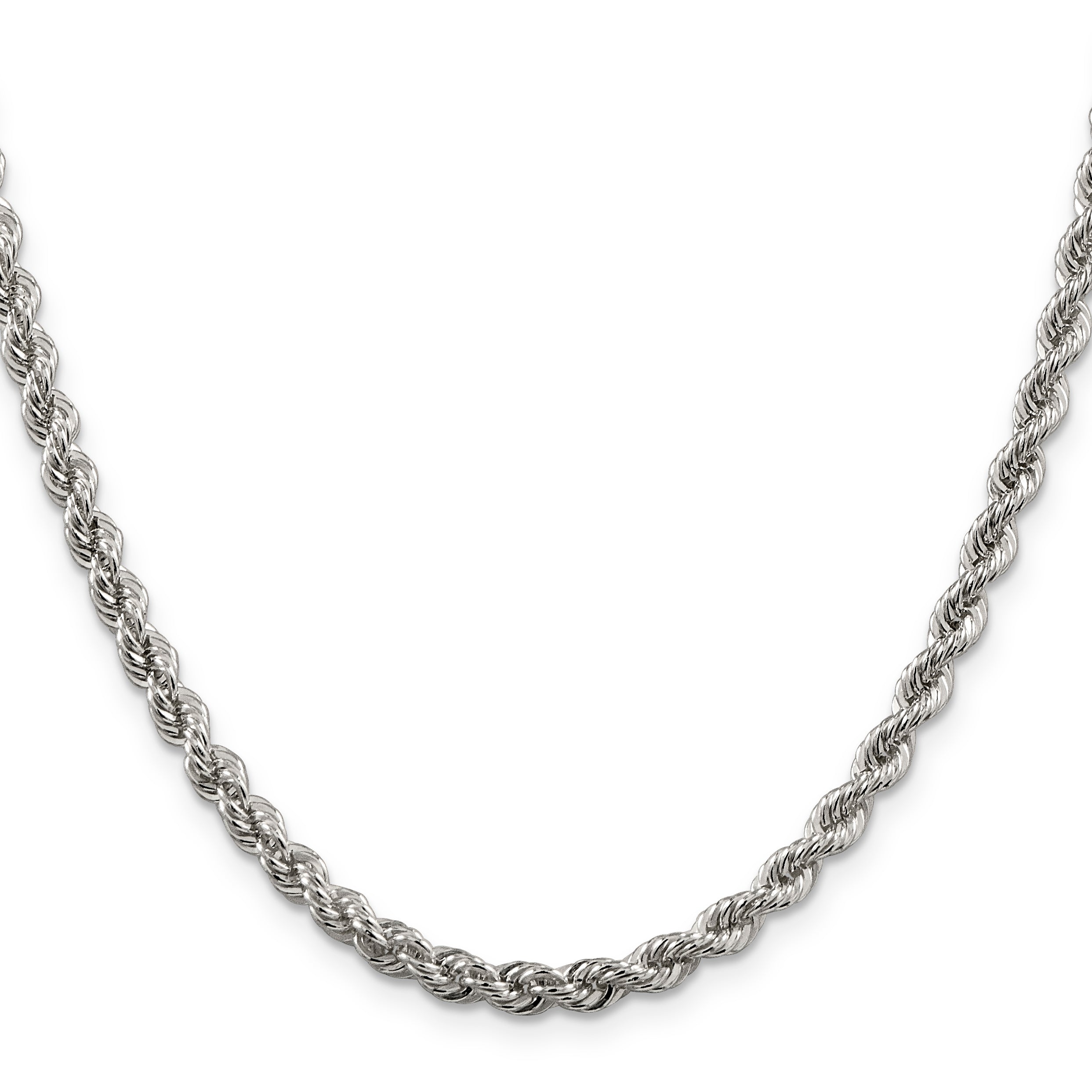 28 Inch Sterling Silver 4.3mm Solid Rope Chain Necklace
