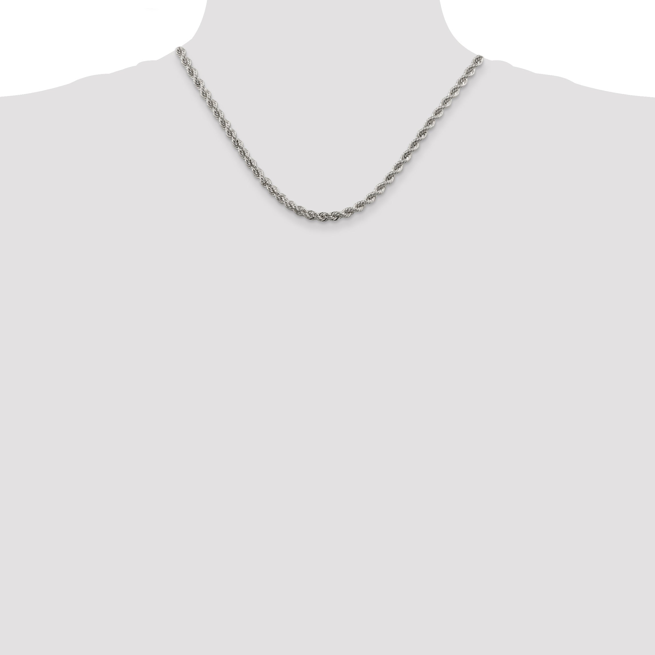 18 Inch Sterling Silver 4.3mm Solid Rope Chain Necklace