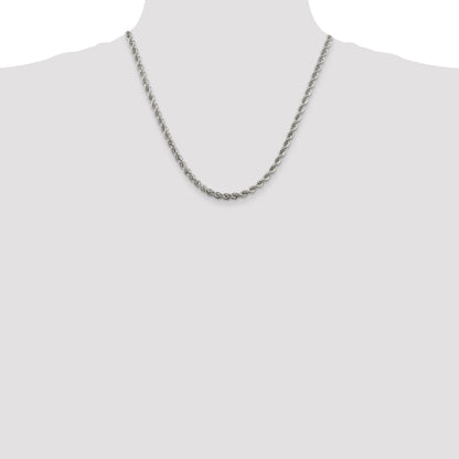 20 Inch Sterling Silver 4.3mm Solid Rope Chain Necklace
