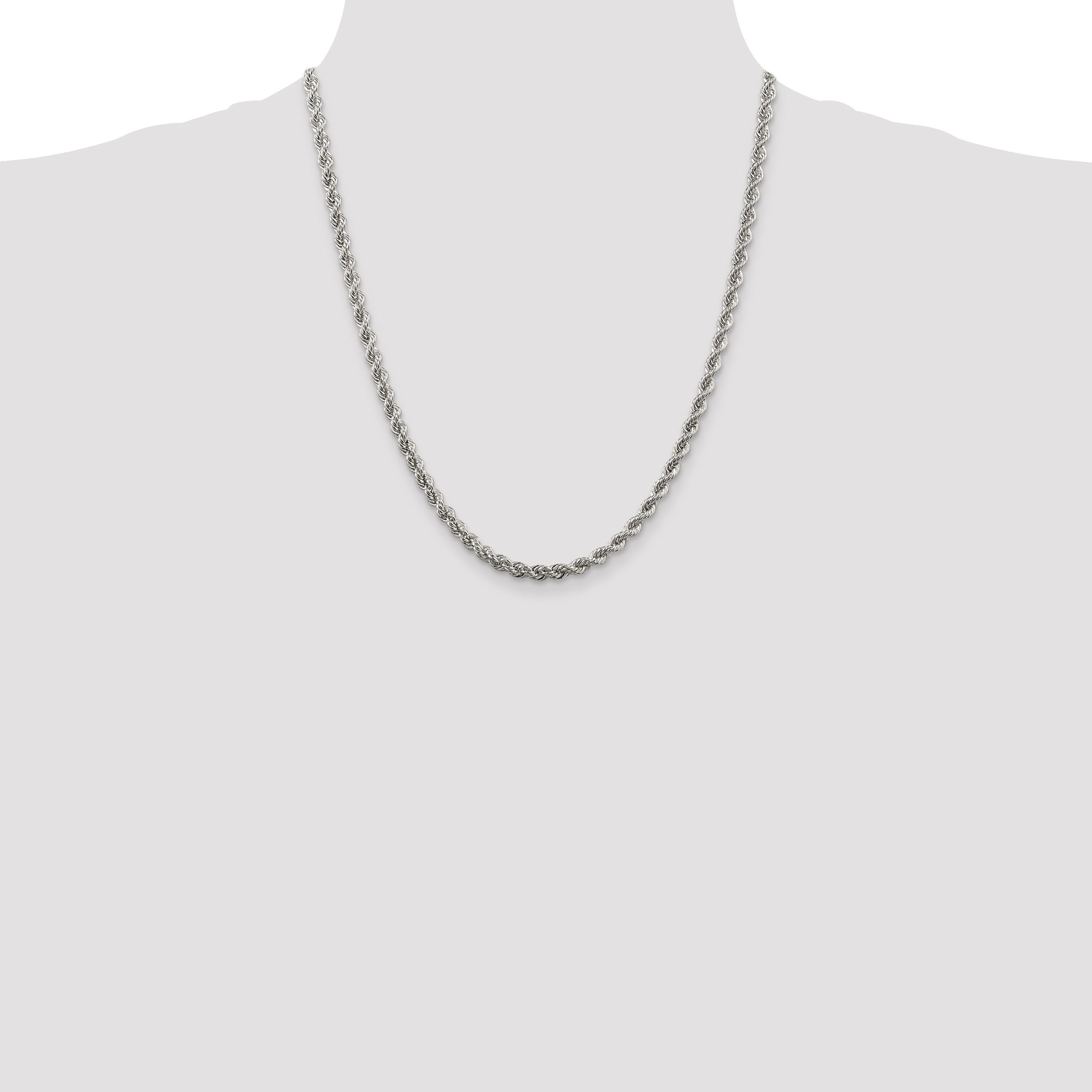 22 Inch Sterling Silver 4.3mm Solid Rope Chain Necklace