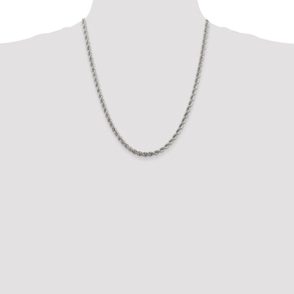 22 Inch Sterling Silver 4.3mm Solid Rope Chain Necklace