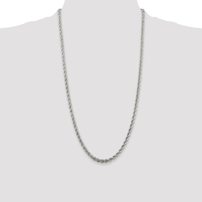 28 Inch Sterling Silver 4.3mm Solid Rope Chain Necklace