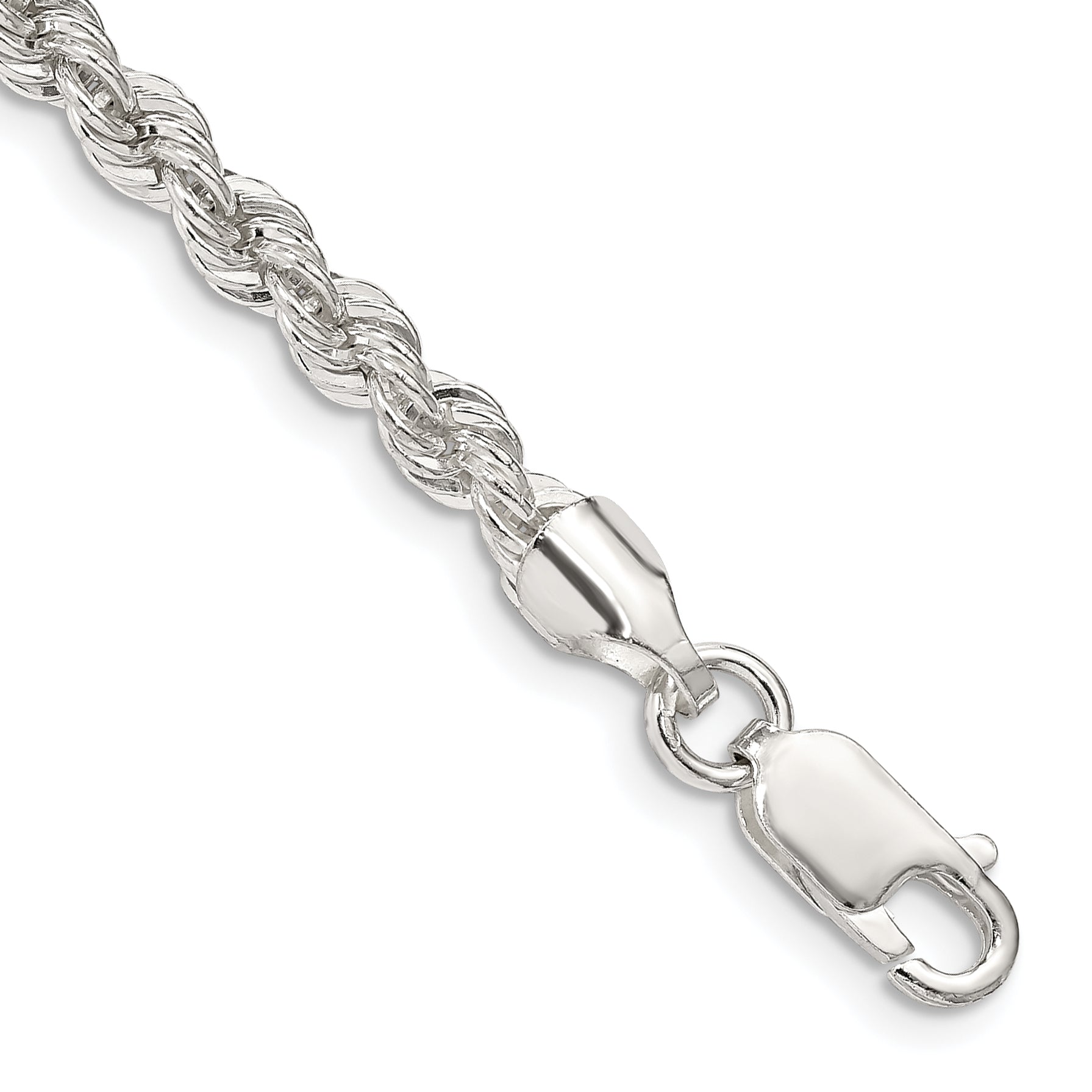 8 Inch Sterling Silver 4.3mm Solid Rope Chain Bracelet