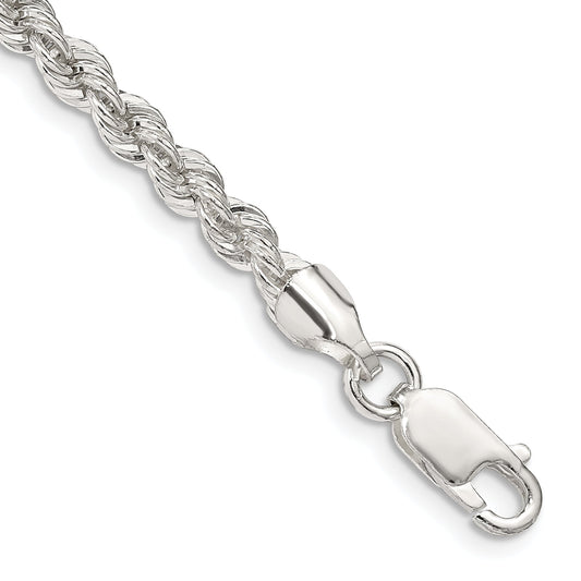 8 Inch Sterling Silver 4.3mm Solid Rope Chain Bracelet