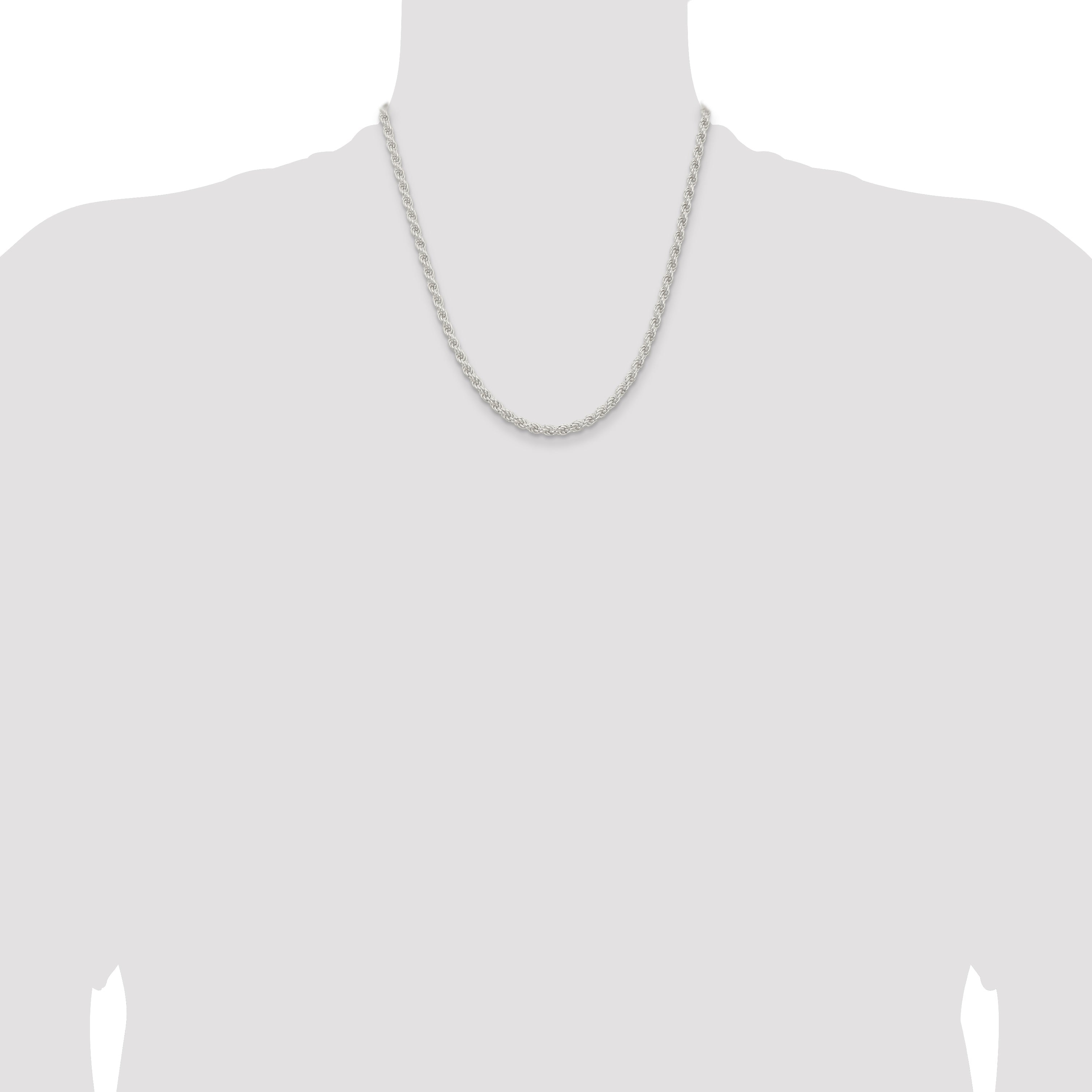 20 Inch Sterling Silver 4.5mm Solid Rope Chain Necklace