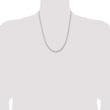 22 Inch Sterling Silver 4.5mm Solid Rope Chain Necklace