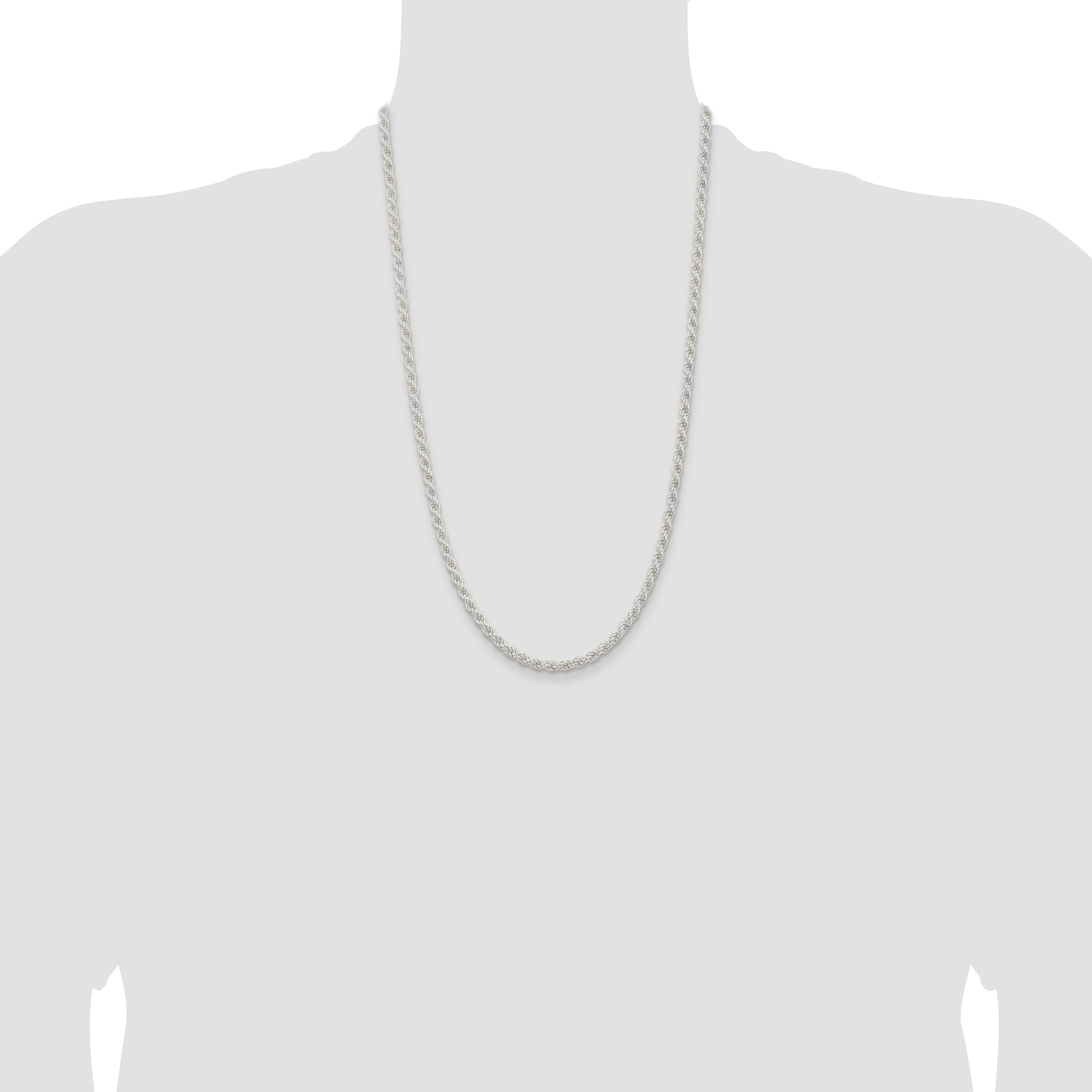 26 Inch Sterling Silver 4.5mm Solid Rope Chain Necklace