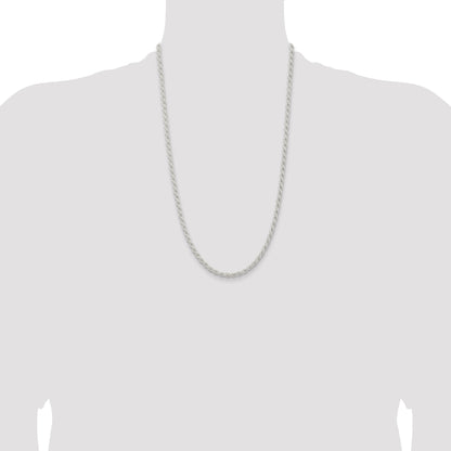 26 Inch Sterling Silver 4.5mm Solid Rope Chain Necklace