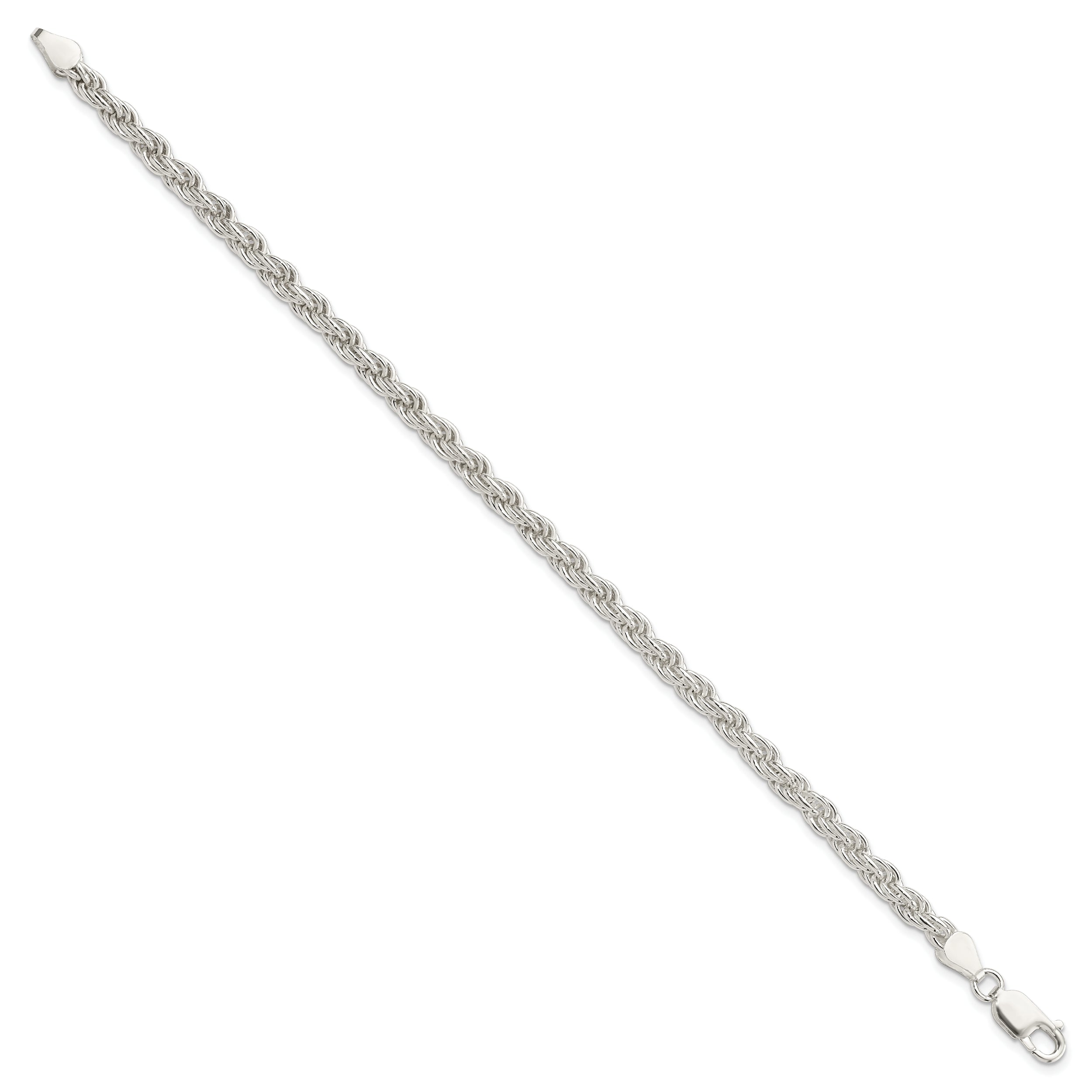 8 Inch Sterling Silver 4.5mm Solid Rope Chain Bracelet