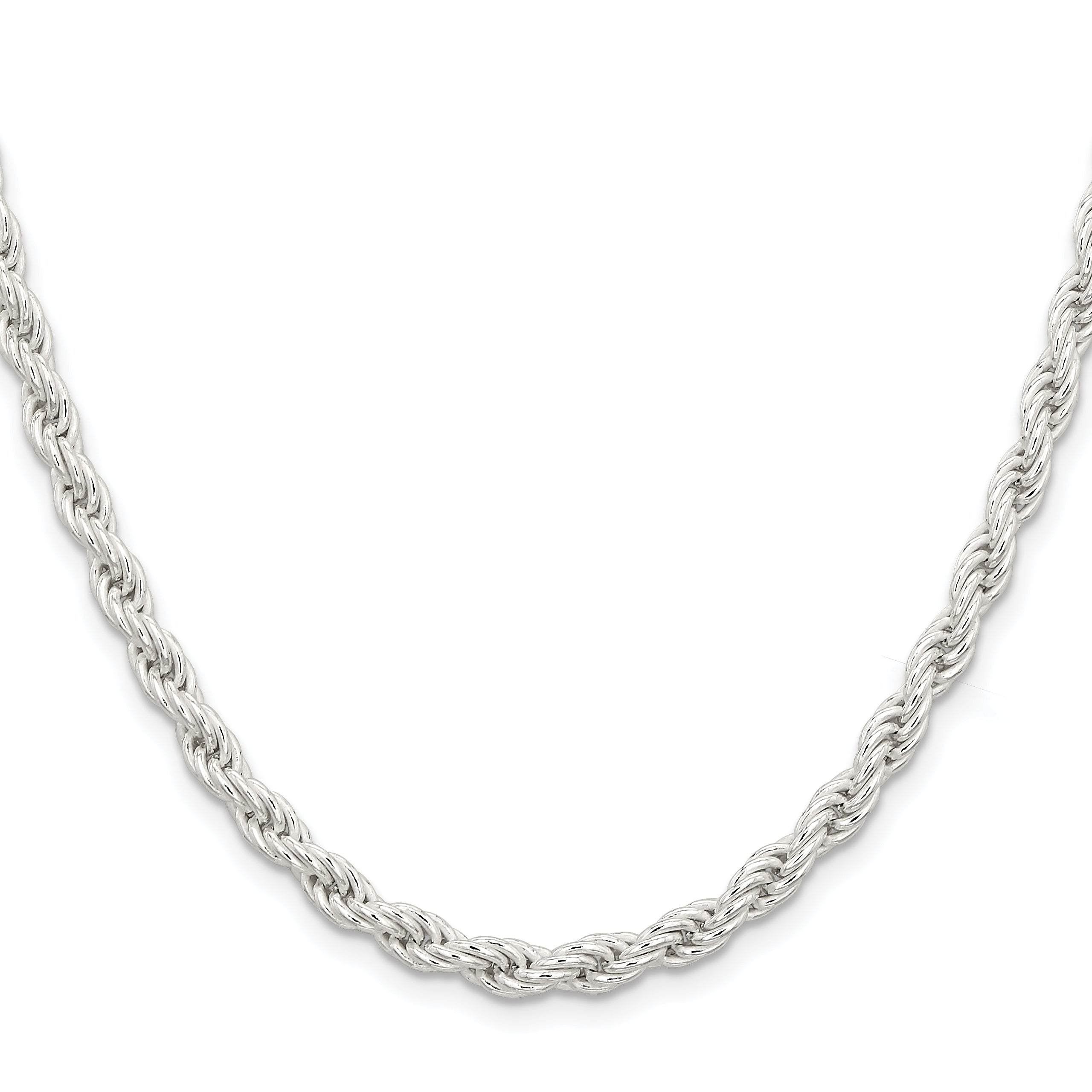 26 Inch Sterling Silver 5mm Solid Rope Chain Necklace
