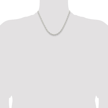 18 Inch Sterling Silver 5mm Solid Rope Chain Necklace