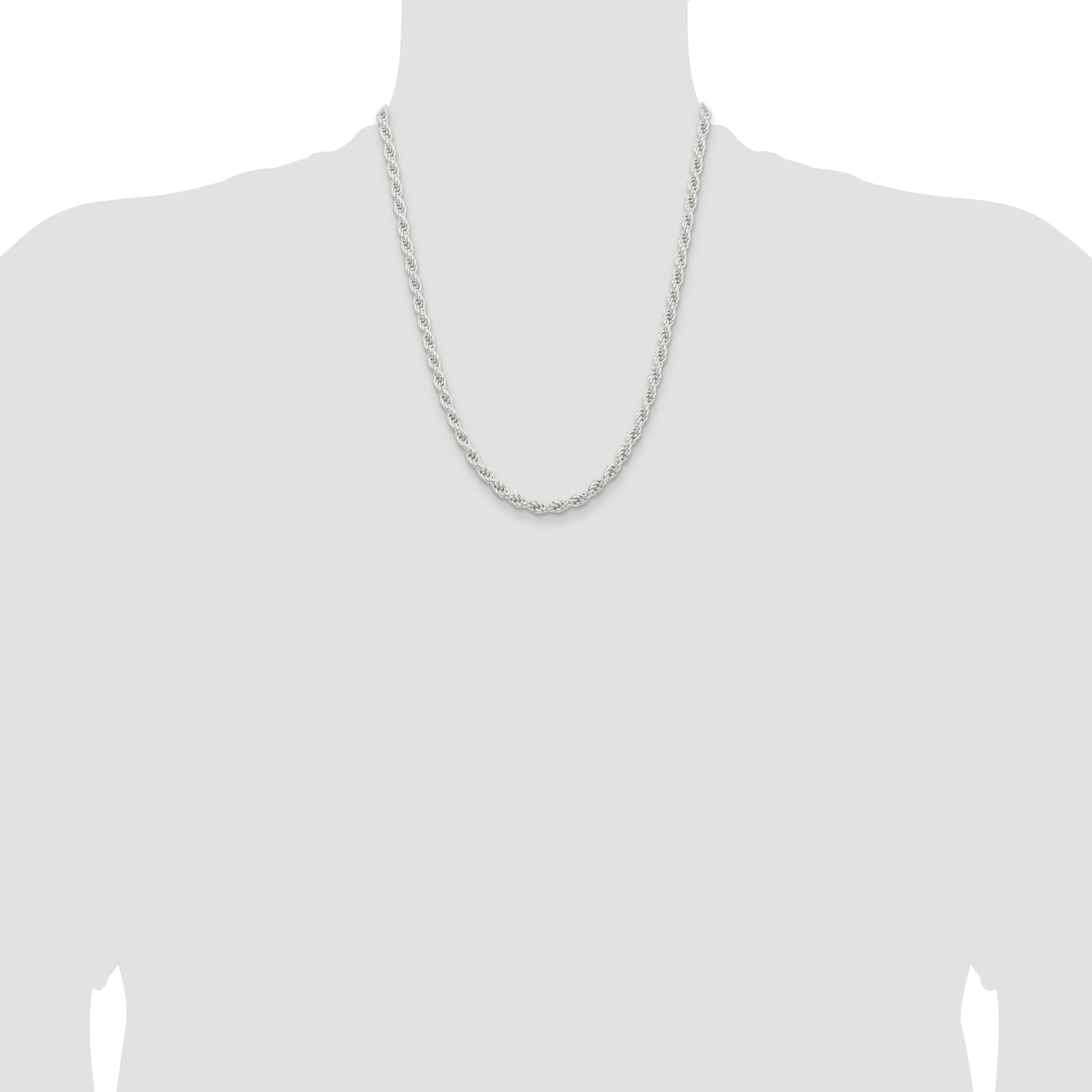 22 Inch Sterling Silver 5mm Solid Rope Chain Necklace