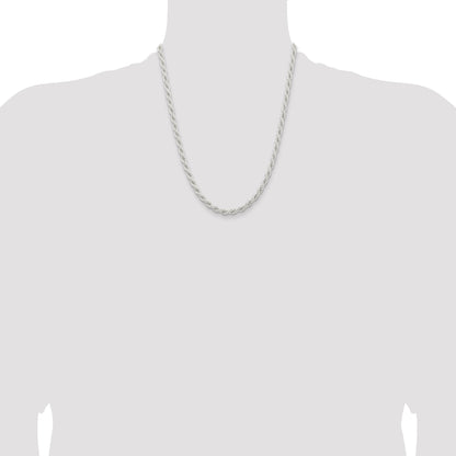 22 Inch Sterling Silver 5mm Solid Rope Chain Necklace