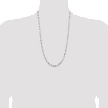 26 Inch Sterling Silver 5mm Solid Rope Chain Necklace