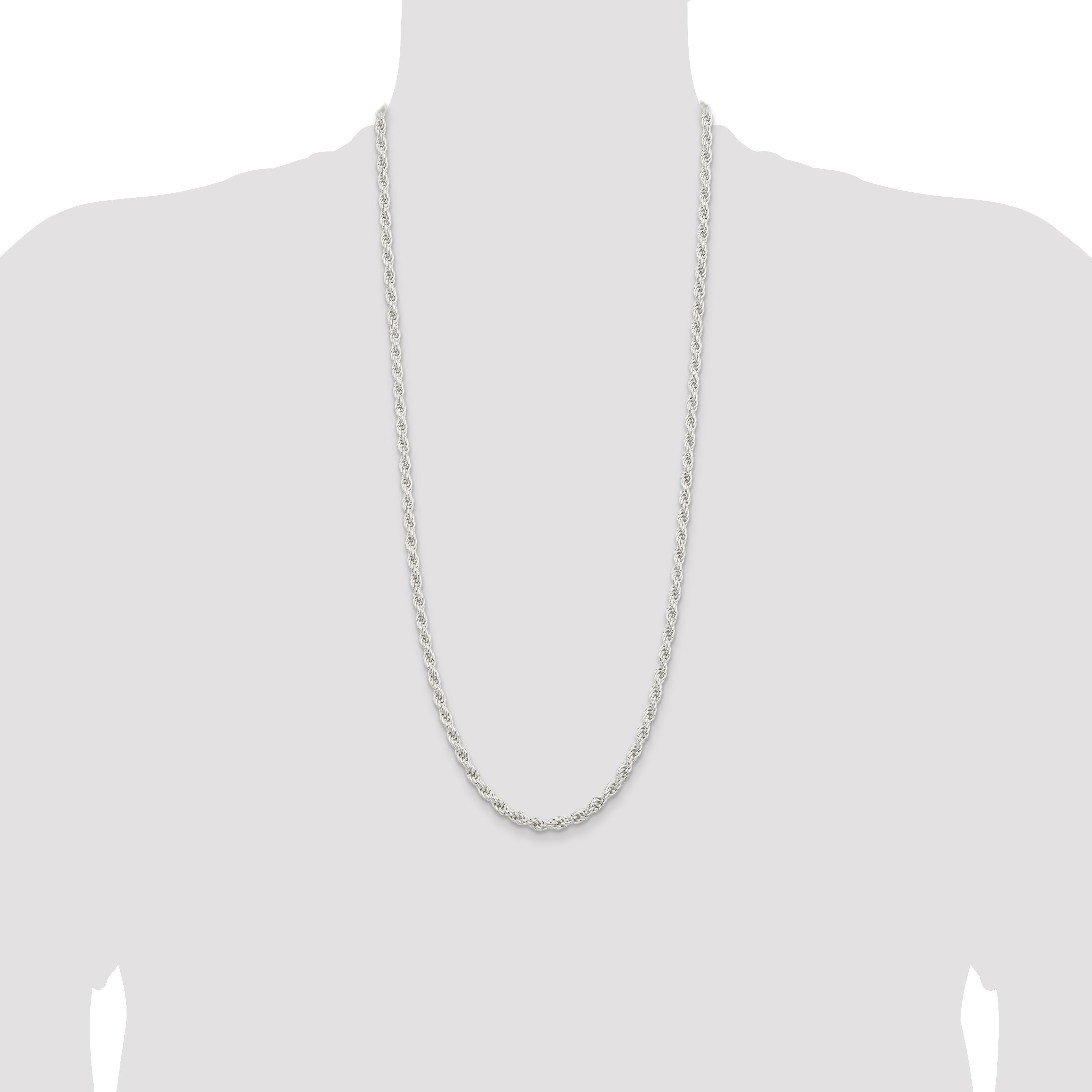 30 Inch Sterling Silver 5mm Solid Rope Chain Necklace