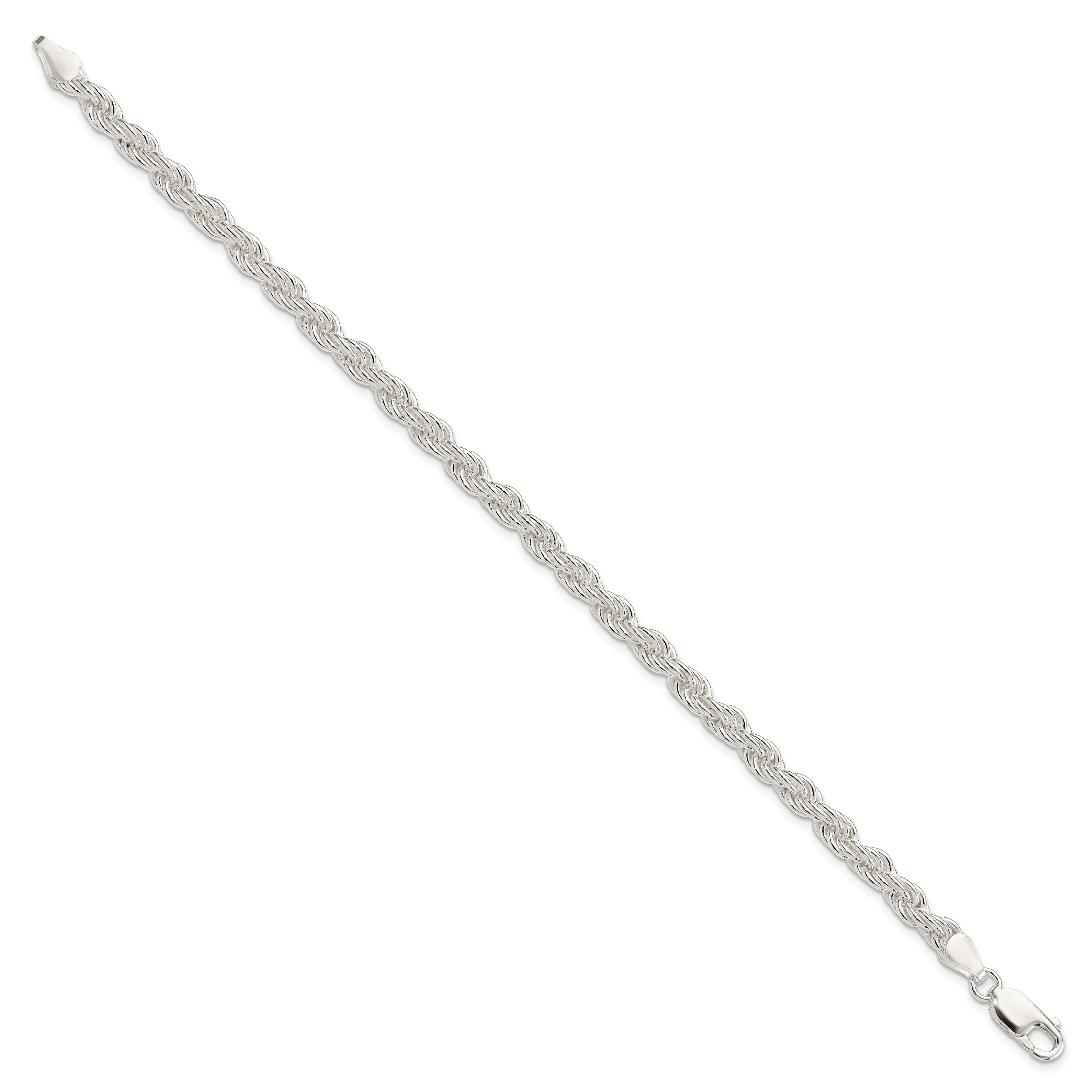 8 Inch Sterling Silver 5mm Solid Rope Chain Bracelet
